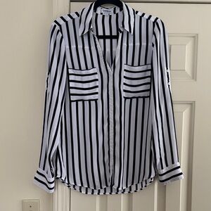 Express Black and White Striped Blouse